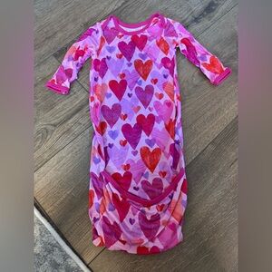 Little Sleepies Pink and Red Heart Gown NWOT